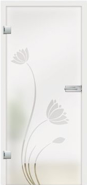 Wasserlilie design on frosted glass